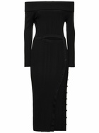 SELF-PORTRAIT - Off-shoulder Knit Midi Dress