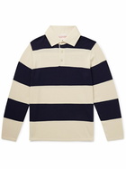 Valentino Garavani - Logo-Print Striped Virgin Wool Polo Shirt - Neutrals