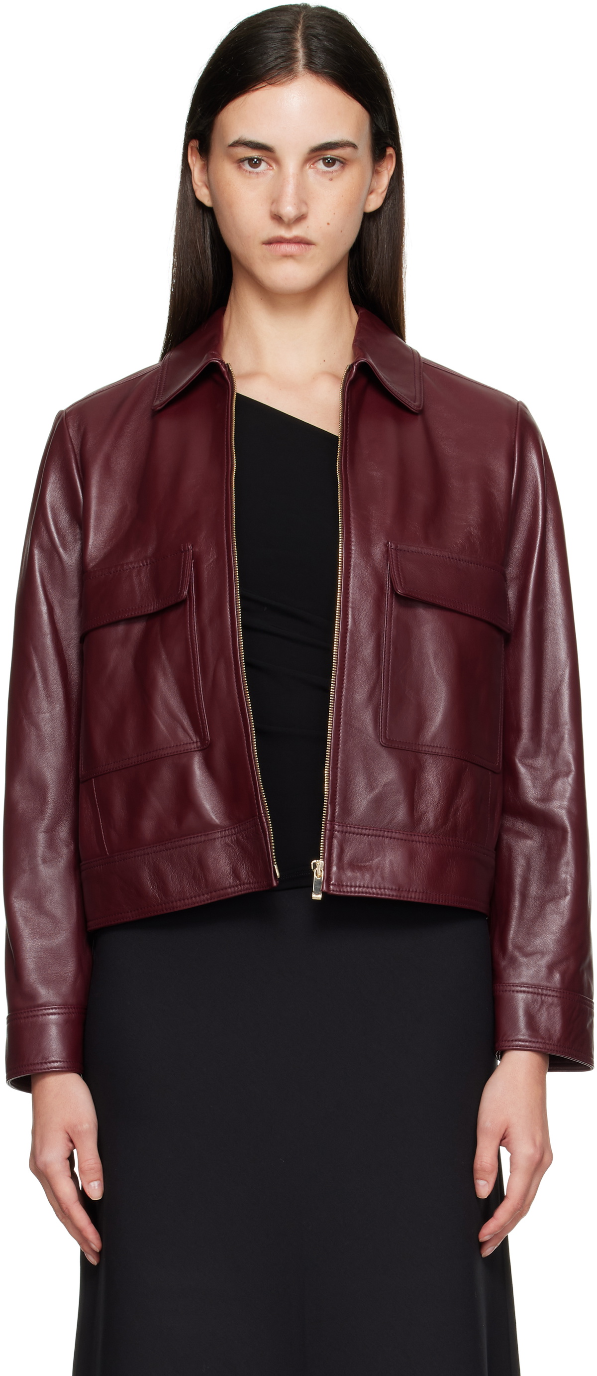 Max Mara Burgundy Nepet Leather Jacket