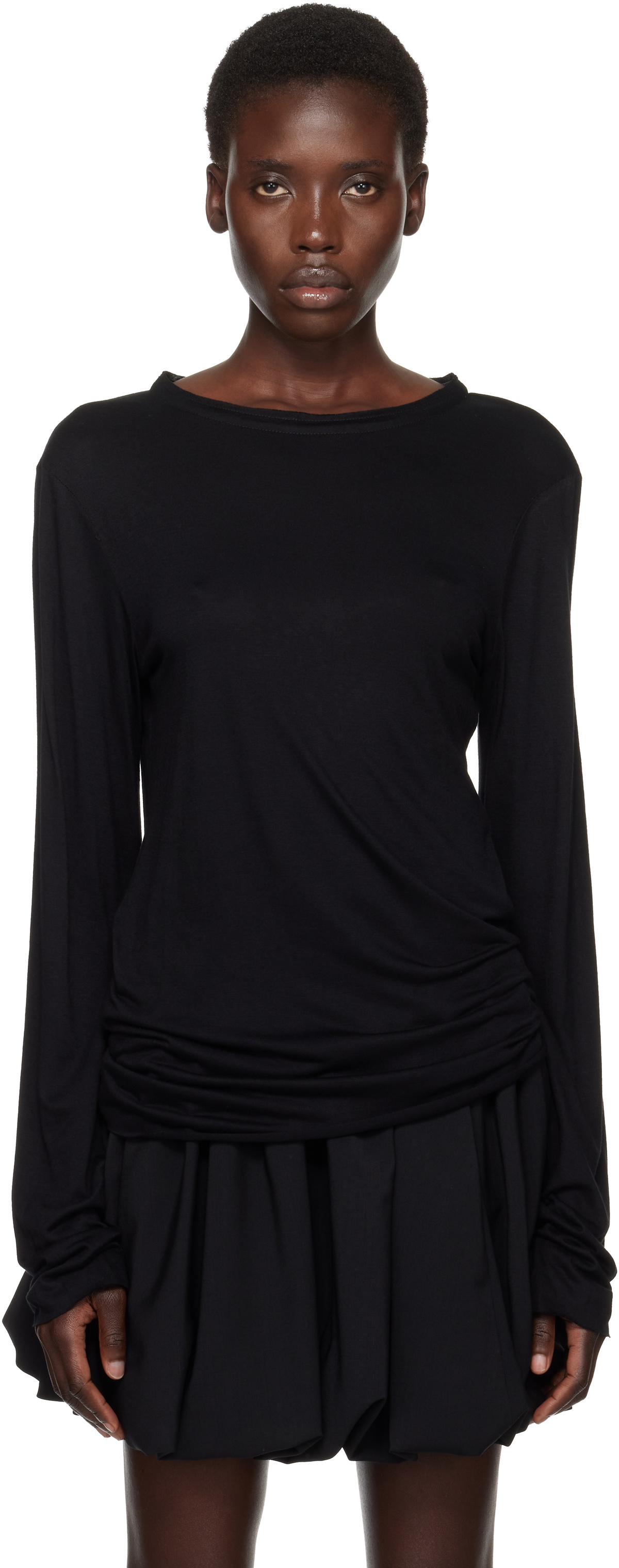 AARON ESH Black Satin Trim T-shirt