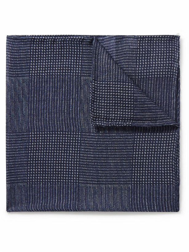 Photo: Anderson & Sheppard - Prince of Wales Checked Wool and Silk-Blend Pocket Square