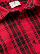 VETEMENTS - Bleached Checked Cotton-Blend Flannel Shirt - Red