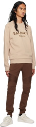 Balmain Beige Flocked Sweatshirt