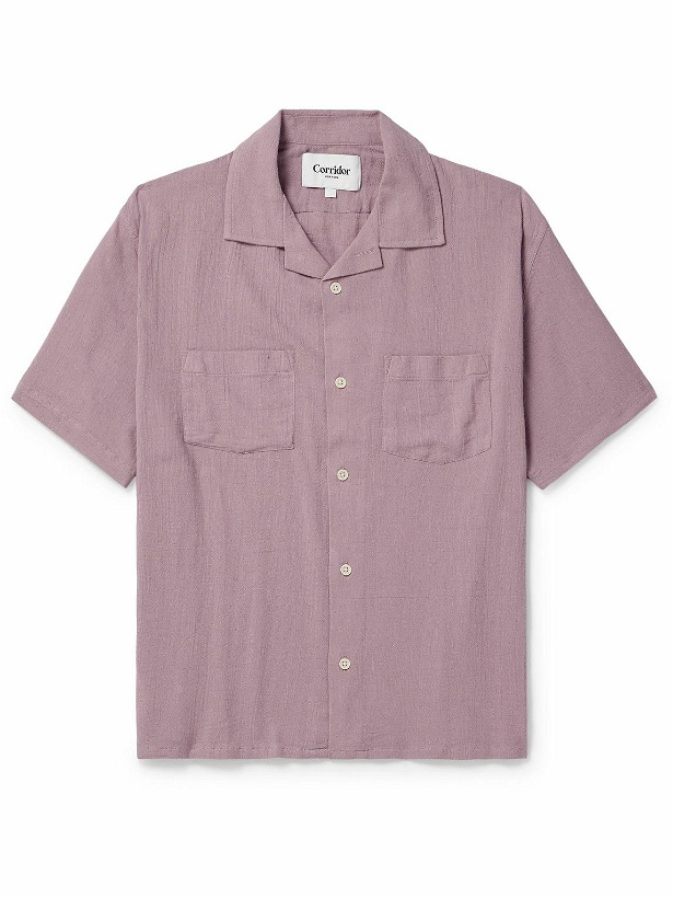 Photo: Corridor - High Twist Camp-Collar Crinkled-Cotton Shirt - Purple