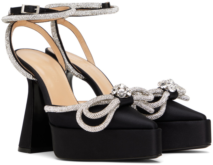 MACH & MACH Black Double Bow Platform Heels MACH & MACH