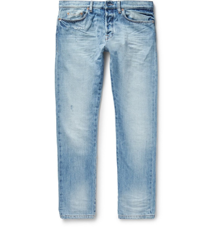 Photo: Valentino - Slim-Fit Washed-Denim Jeans - Blue
