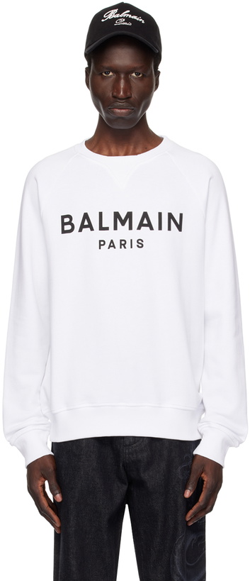 Photo: Balmain White 'Balmain Paris' Printed Sweatshirt