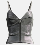 Area - Embellished metallic corset top