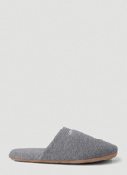 Script Embroidery Slippers in Grey