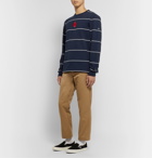 Noah - Logo-Embroidered Striped Cotton-Jersey T-Shirt - Blue