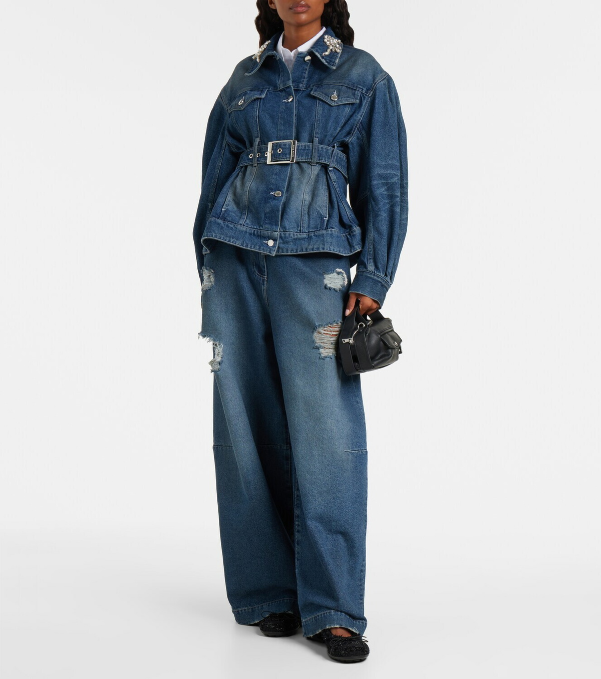 Simone Rocha Distressed high-rise wide-leg jeans Simone Rocha