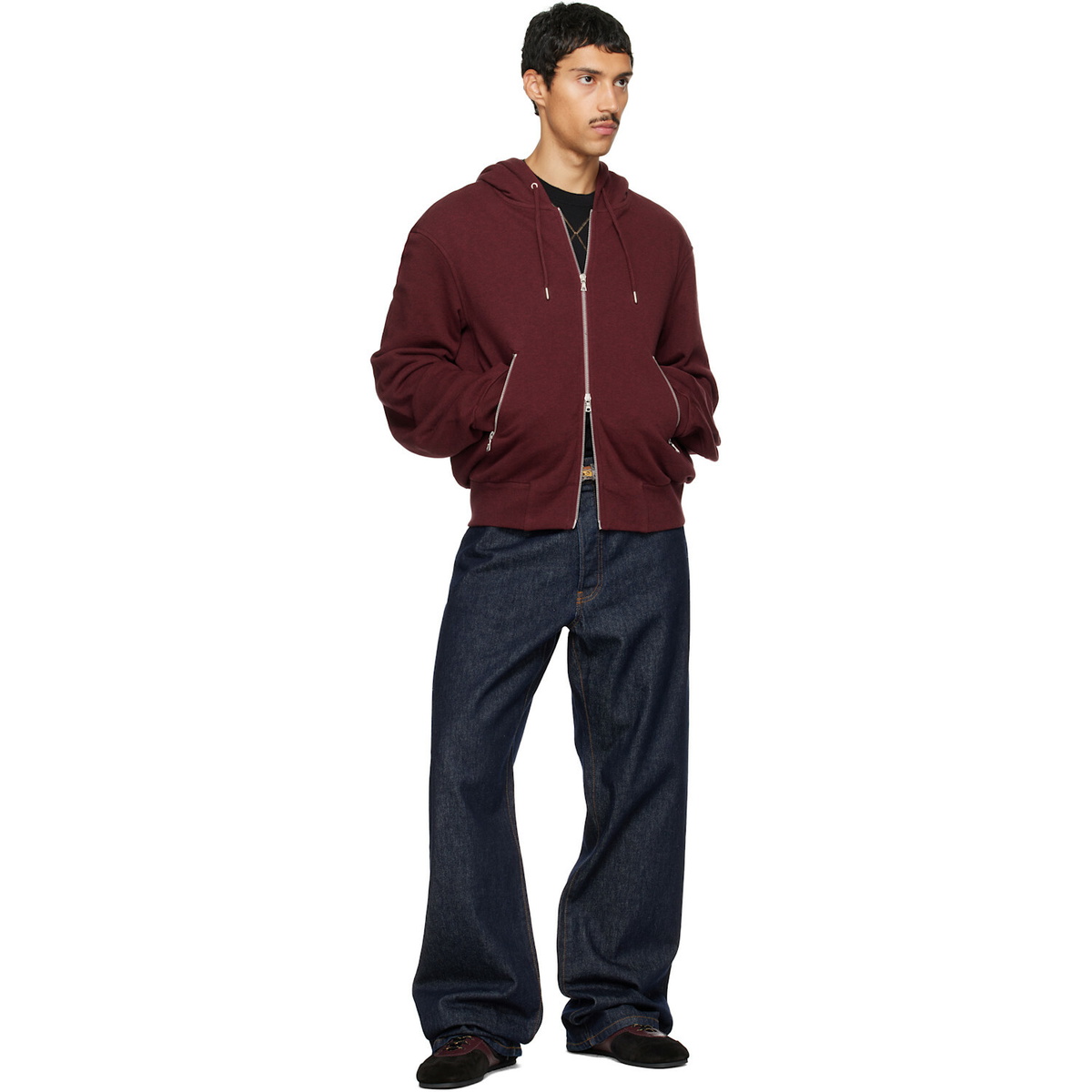 Dries Van Noten Burgundy Cotton Hoodie
