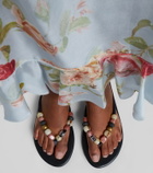 Ancient Greek Sandals Saionara beaded leather thong sandals