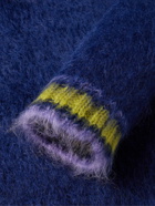 Marni - Striped Brushed Mohair-Blend Sweater - Blue