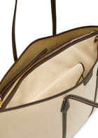 Tory Burch Perry Leather-trim Canvas Tote - Natural - One Size