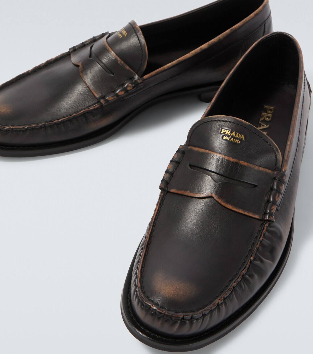 Prada Leather penny loafers