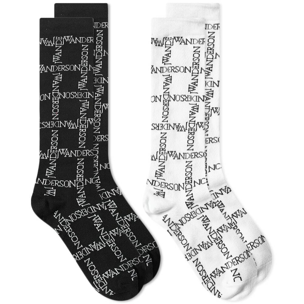 JW Anderson Men's Grid Logo Sock Bundle in Black/White JW Anderson
