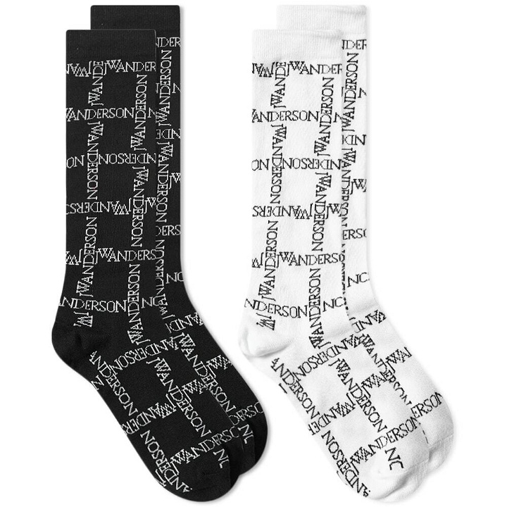 Photo: JW Anderson Men's Grid Logo Sock Bundle in Black/White