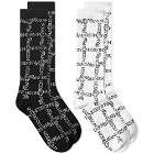 JW Anderson Men's Grid Logo Sock Bundle in Black/White