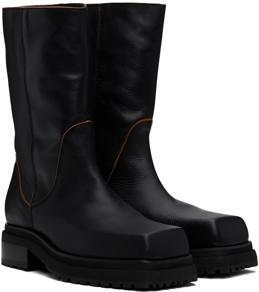 Eckhaus Latta Black Stacked Boots Eckhaus Latta