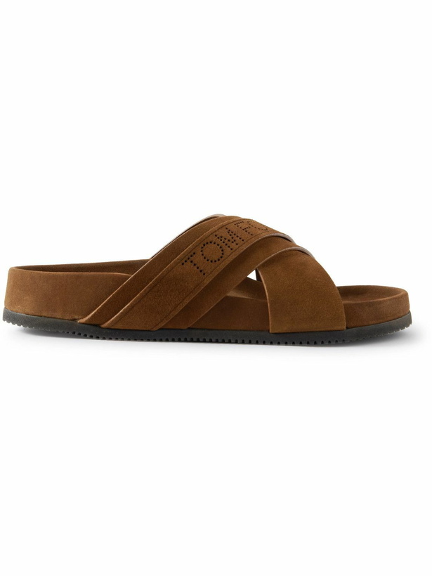 Photo: TOM FORD - Wicklow Perforated Suede Slides - Brown