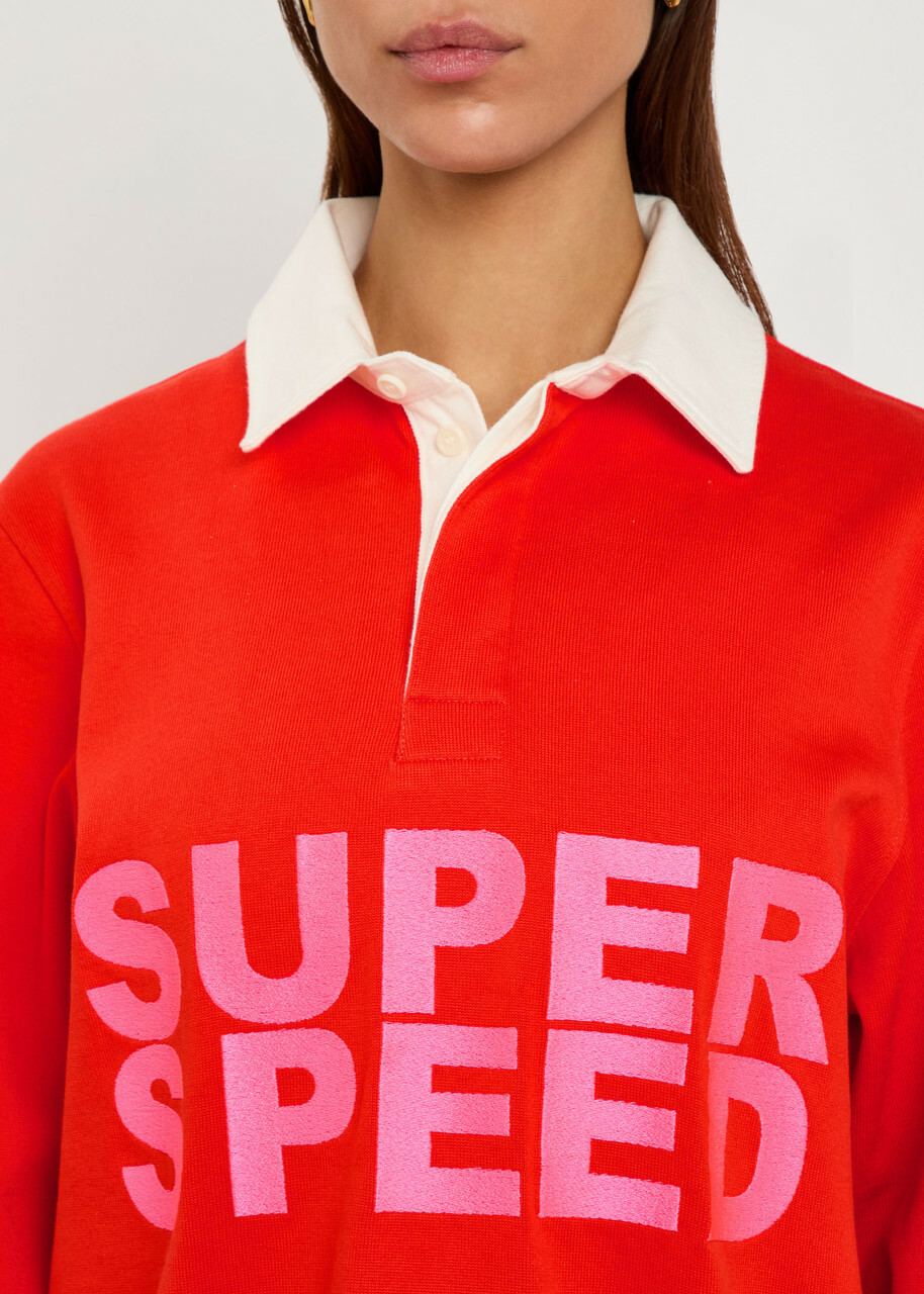 JW Anderson Super Speed Cotton Polo Shirt Red