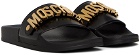 Moschino Black & Gold Lettering Pool Slides