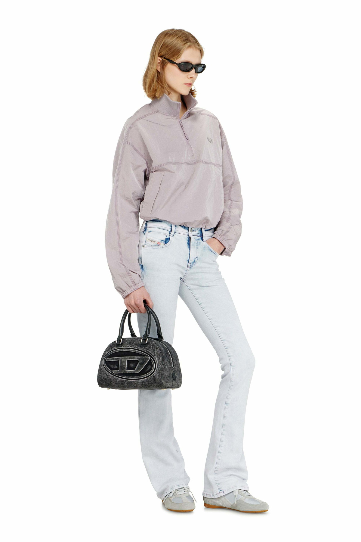Diesel Relaxed nylon jacket with mock neck - Jackets - Woman -