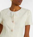 Self-Portrait Lace-trimmed bouclé minidress