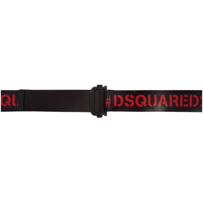 Photo: Dsquared2 Black and Red Punk Tape Belt