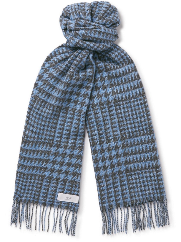 Photo: Mr P. - Fringed Houndstooth Merino Wool and Cashmere-Blend Scarf