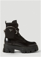 Patch-Pocket Leather Ankle Boots in Black
