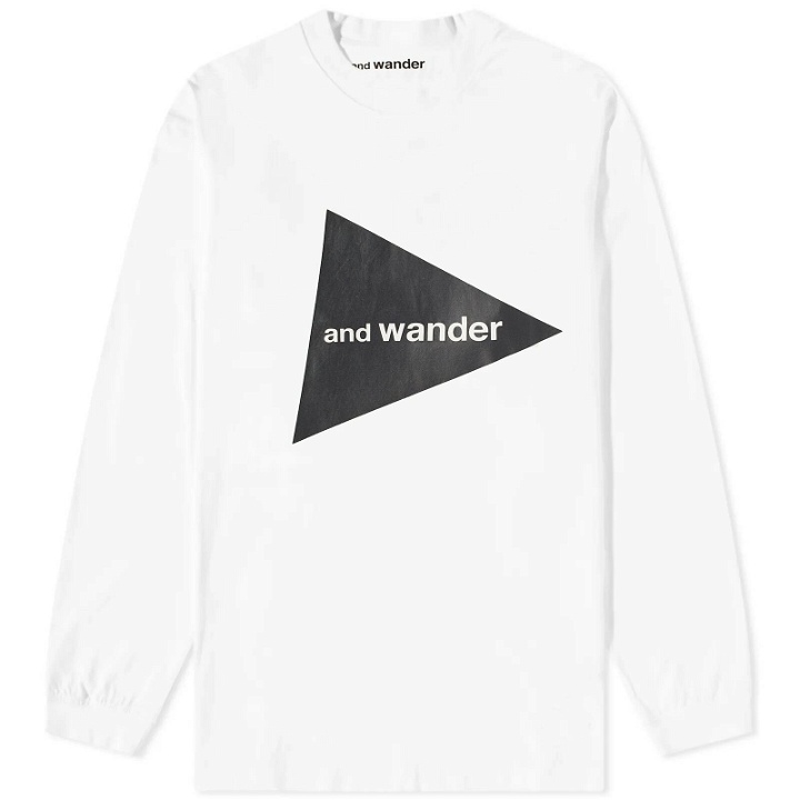 Photo: And Wander Men's Logo Long Sleeve T-Shirt in White