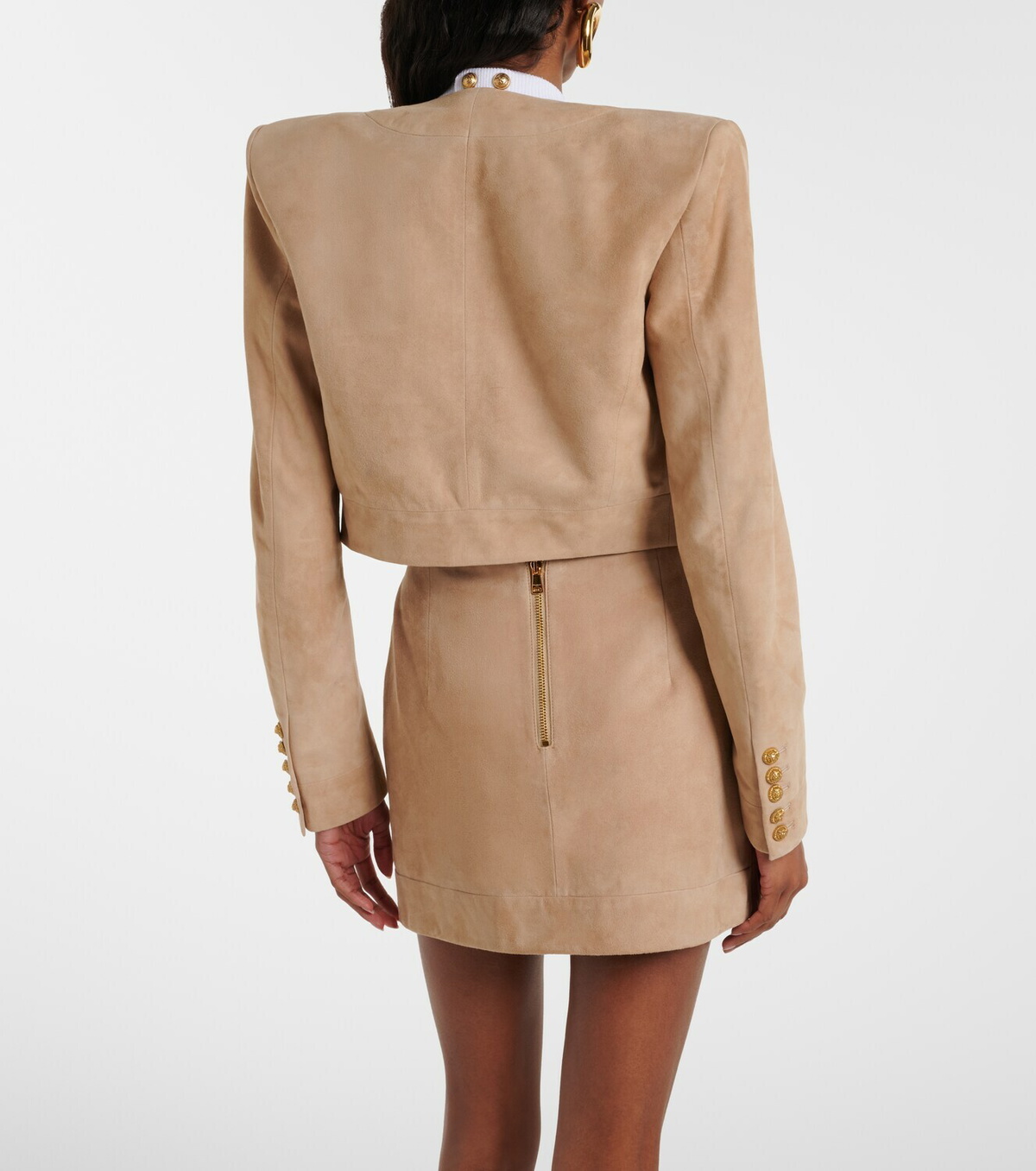 Balmain Suede cropped jacket