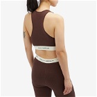 Sporty & Rich Women's Serif Logo Ribbed Cropped Tank Top in Chocolate