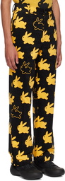 JW Anderson Black & Yellow 'All Over Bunny' Trousers