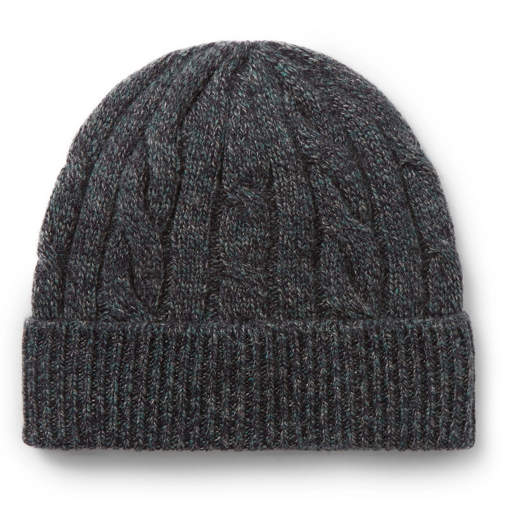 Photo: Loro Piana - Cable-Knit Mélange Cashmere Beanie - Gray