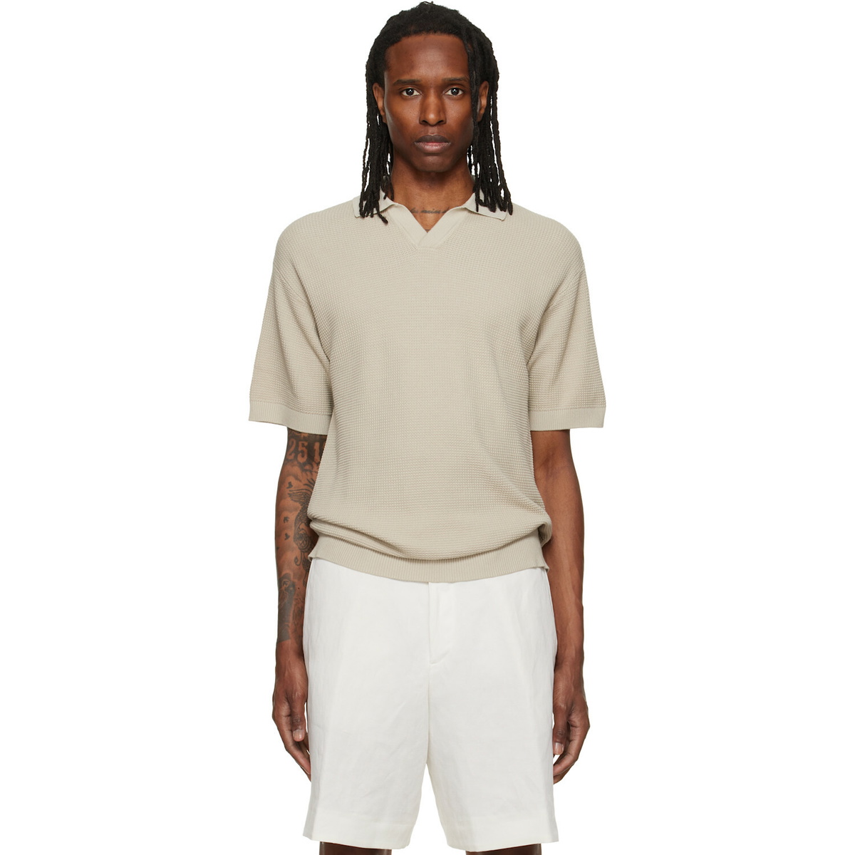 BOSS Beige Logo Patch Polo