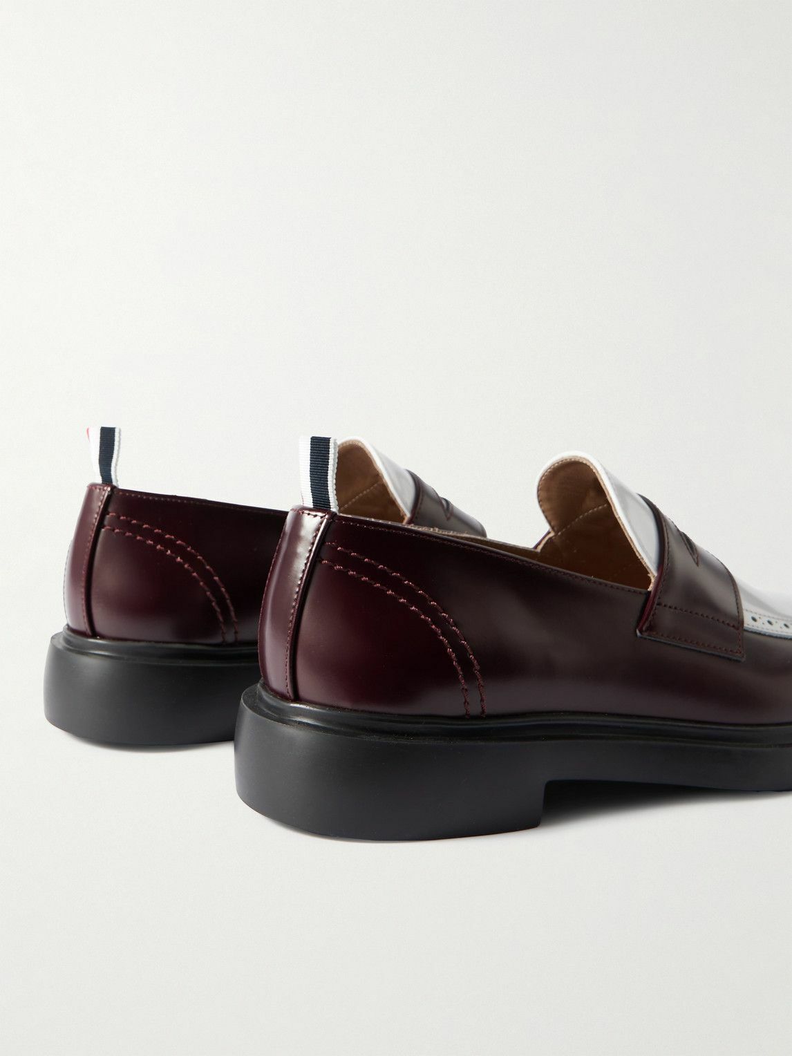 MIUMIU 26S PENNY LOAFERS IN BURGUNDY BROWN SHINY CALFSKIN