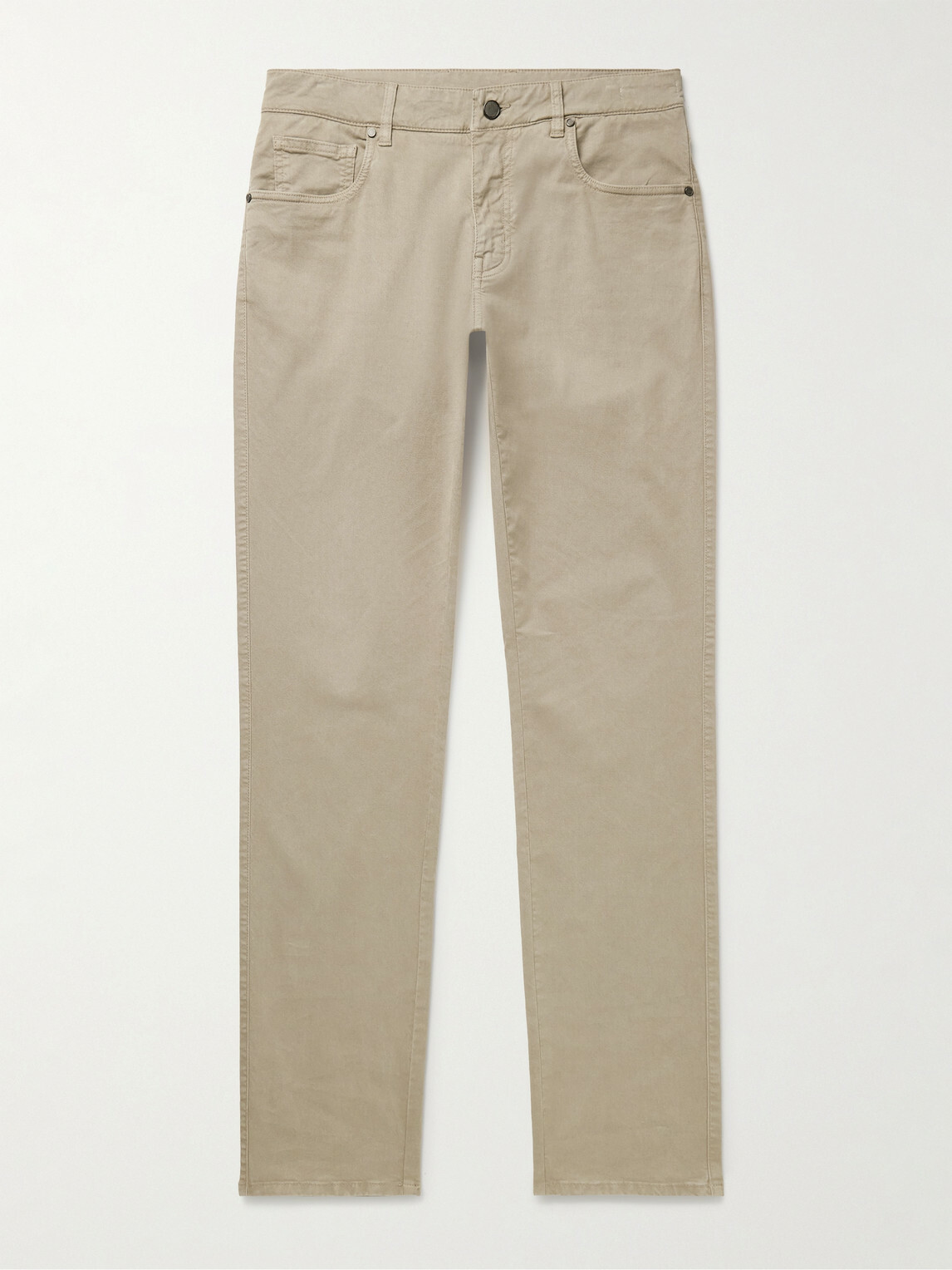 Purdey - Slim-Fit Straight-Leg Cotton-Blend Twill Trousers - Neutrals