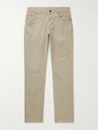 Purdey - Slim-Fit Straight-Leg Cotton-Blend Twill Trousers - Neutrals
