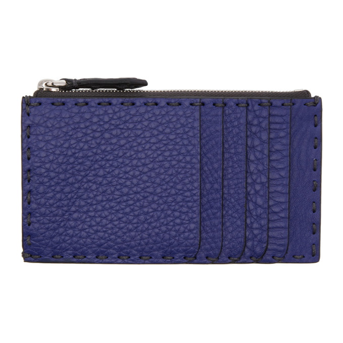 Photo: Fendi Blue and Grey Zip Card Holder