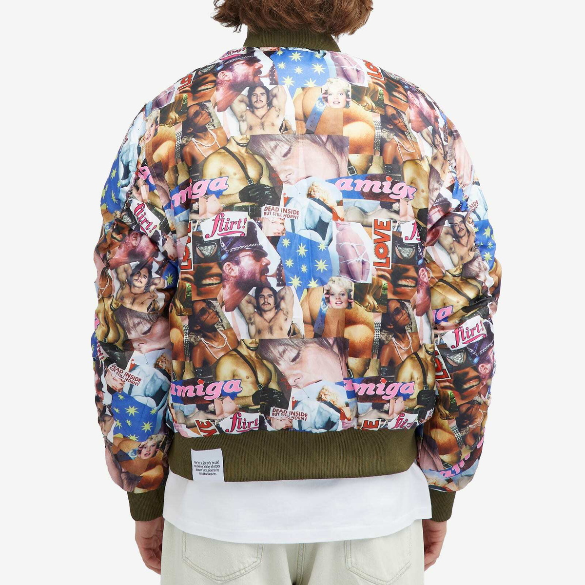 Carne Bollente Men's Desire Connections Reversible Bomber Jacket in Khaki