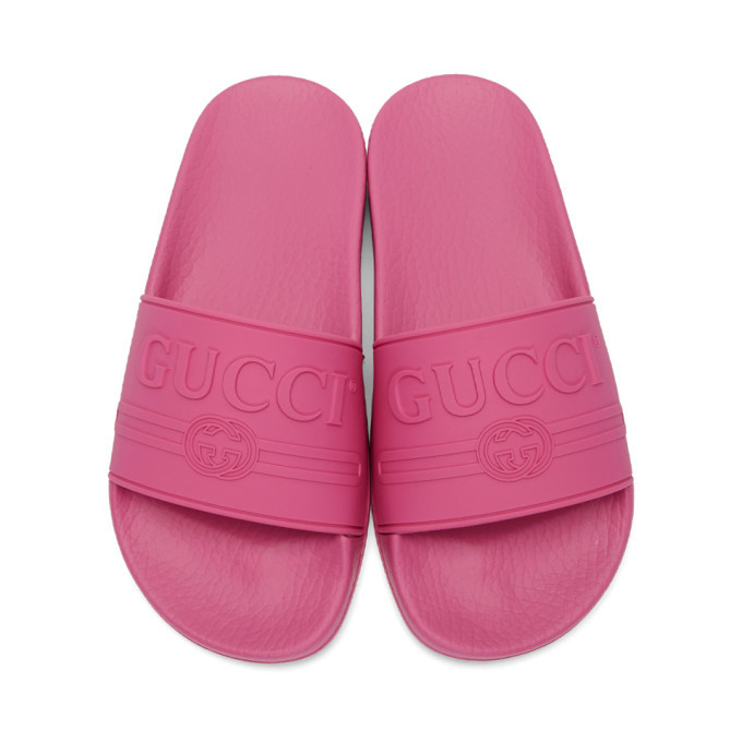 Womens pink hot sale gucci slides