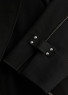 High Oblique Embroidered Stretch-nylon Biker Jacket Black