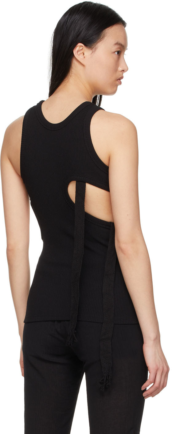 Recto Black Polyester Tank Top Recto