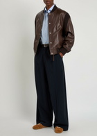 Loewe Rib-trimmed Leather Bomber Jacket Brown