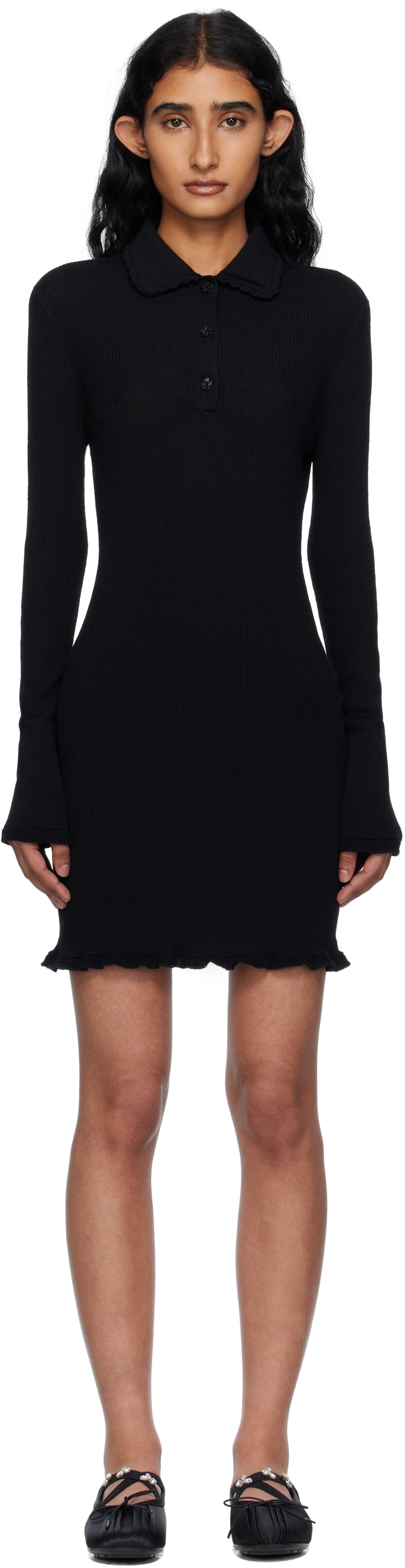 【Cecilie Bahnsen】AMALIE DRESS BLACK Cecilie Bahnsen Amalie Pleated Wrap Dress | Black | FARFETCH