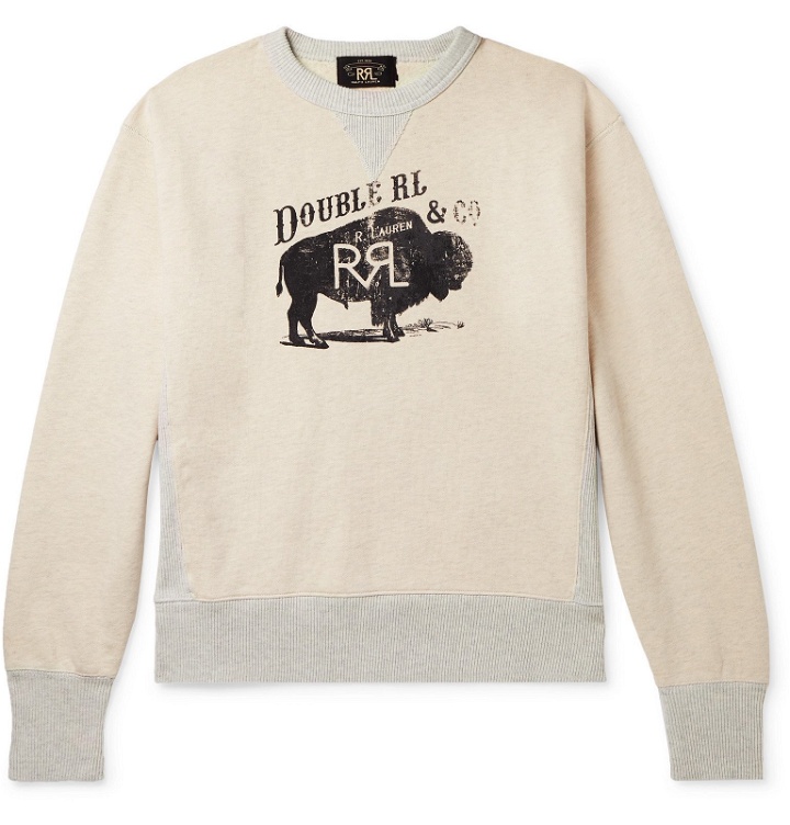 Photo: RRL - Printed Fleece-Back Cotton-Blend Jersey Sweatshirt - Neutrals