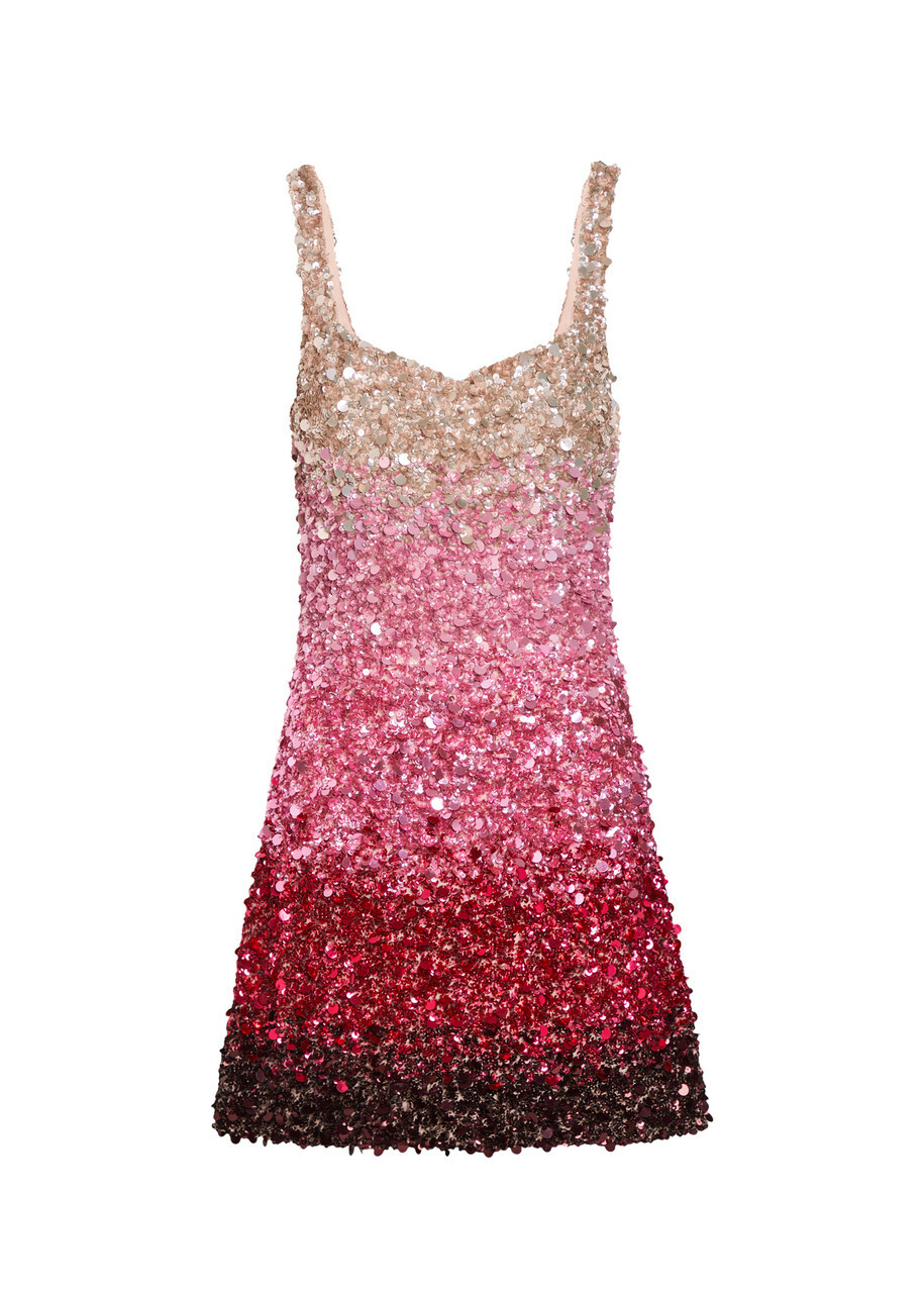 Alice + Olivia Eve Dégradé Sequin-embellished Mini Dress Pink